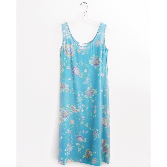 MaxMara Dresses & Skirts - Max Mara Cyan Blue Floral Silk Shift Midi Dress 6 MaxMara Dresses & Skirts - Max Mara Cyan Blue Floral Silk Shift Midi Dress 6